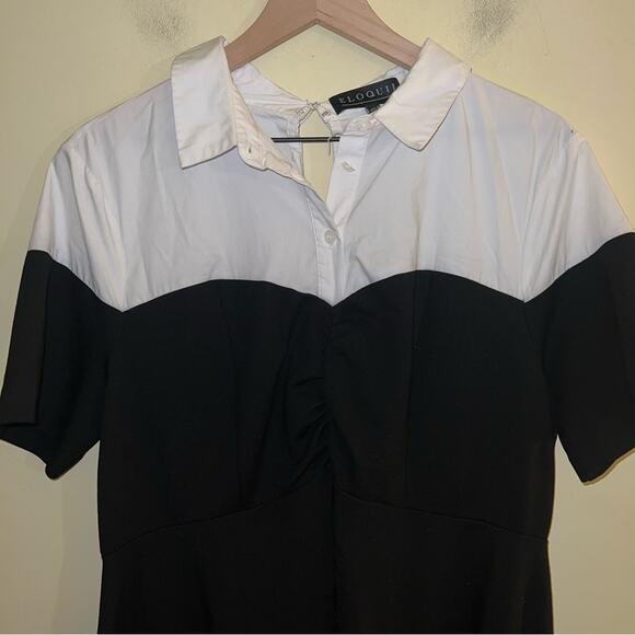 ELOQUII two tone top button workwear dress 16 - Picture 2 of 5